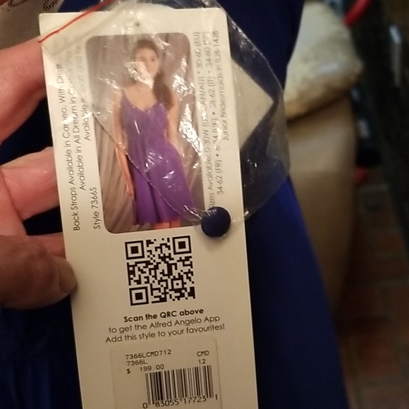 Sz 12 Mediterranean Blue alfred angelo long dress - Picture 7 of 7